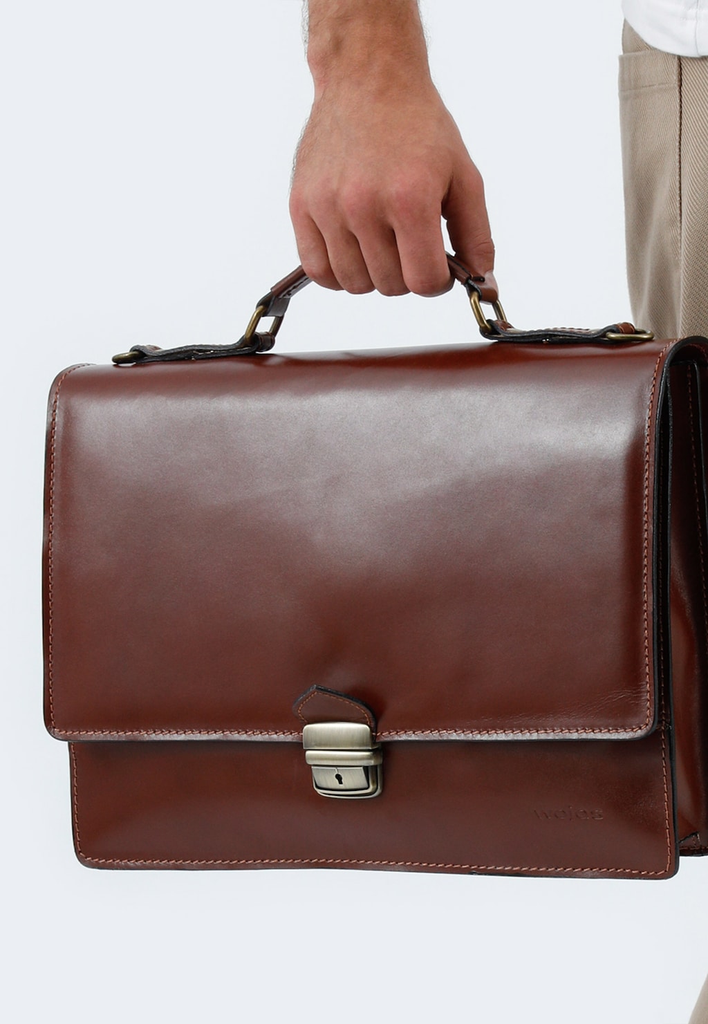 Brązowa teczka męska z gładkiej skóry 90005-52 Widok 1