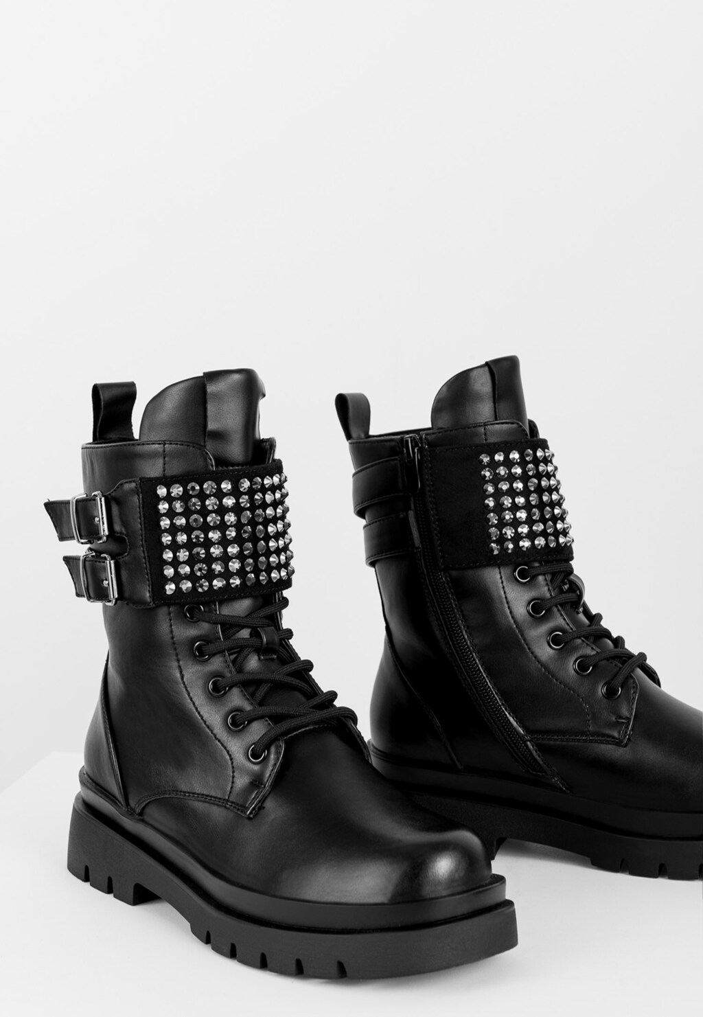 WJS czarne trzewiki damskie w rockowym stylu WJS55026-51 Widok 3