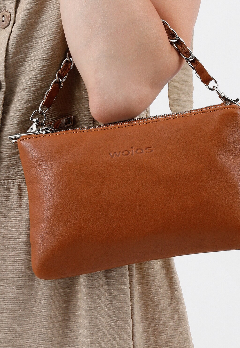 Jasnobrązowa torebka damska z ozdobnym łańcuszkiem 80117-53 Widok 9