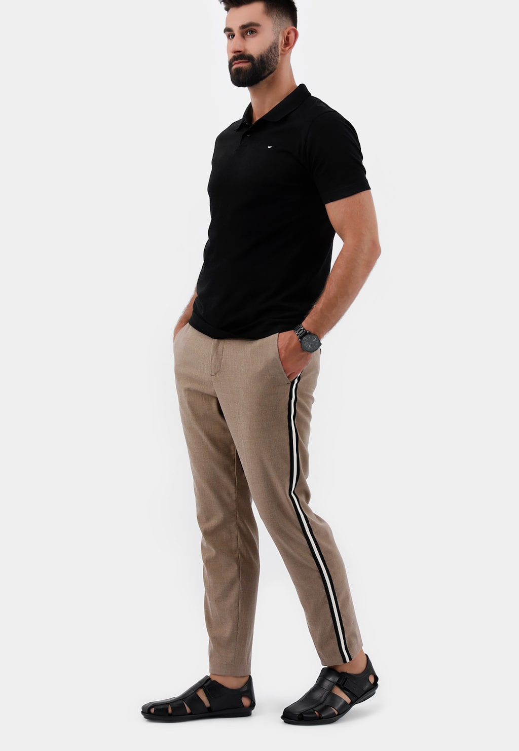 Czarne sandały męskie 9242-51 Widok 1