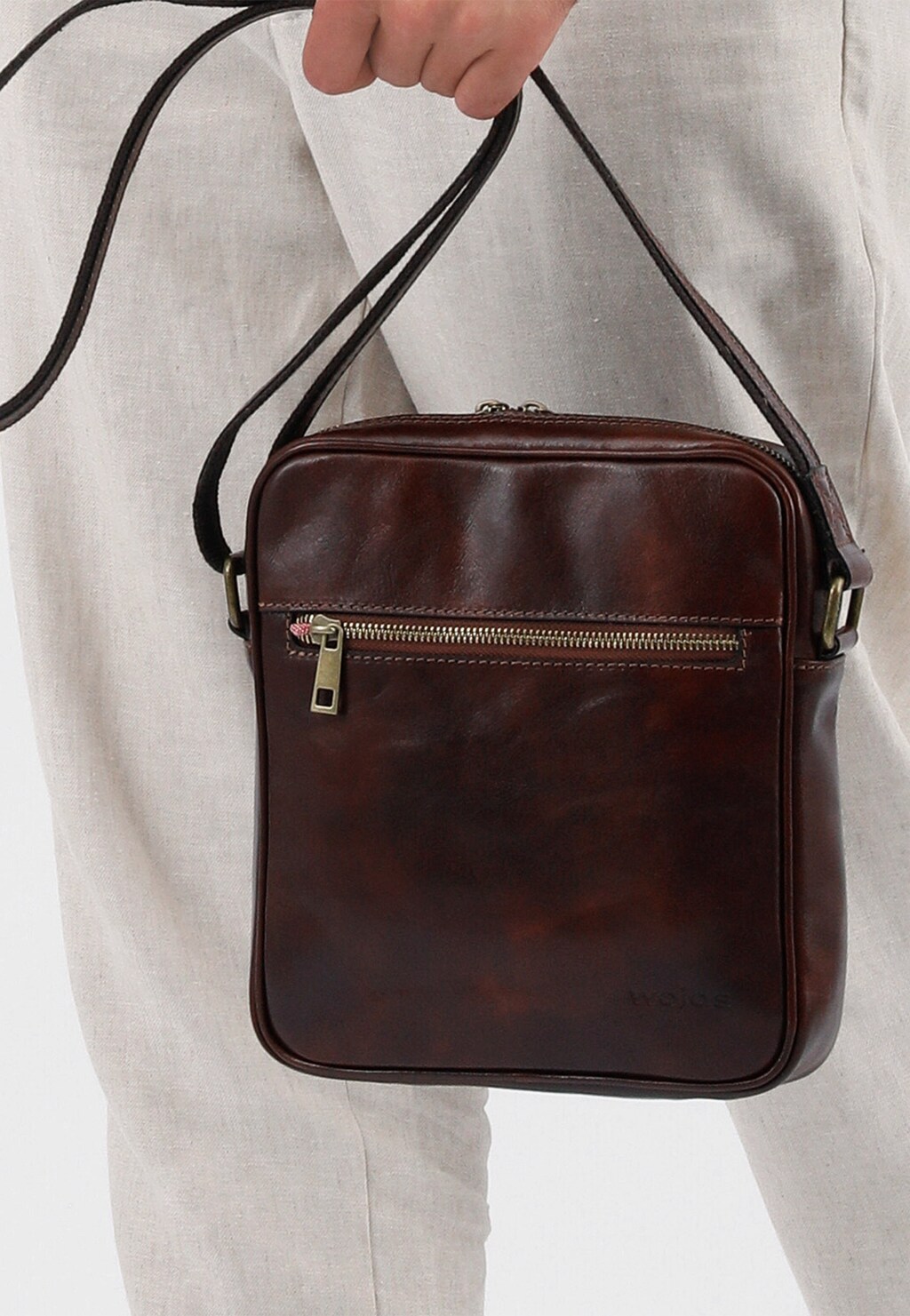 Torba męska na ramię brązowa 80139-52 Widok 8