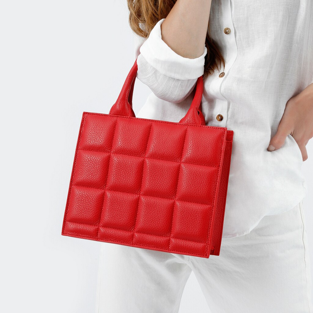 Czerwona torebka damska z ozdobnym przeszyciem 80164-55 Widok 8