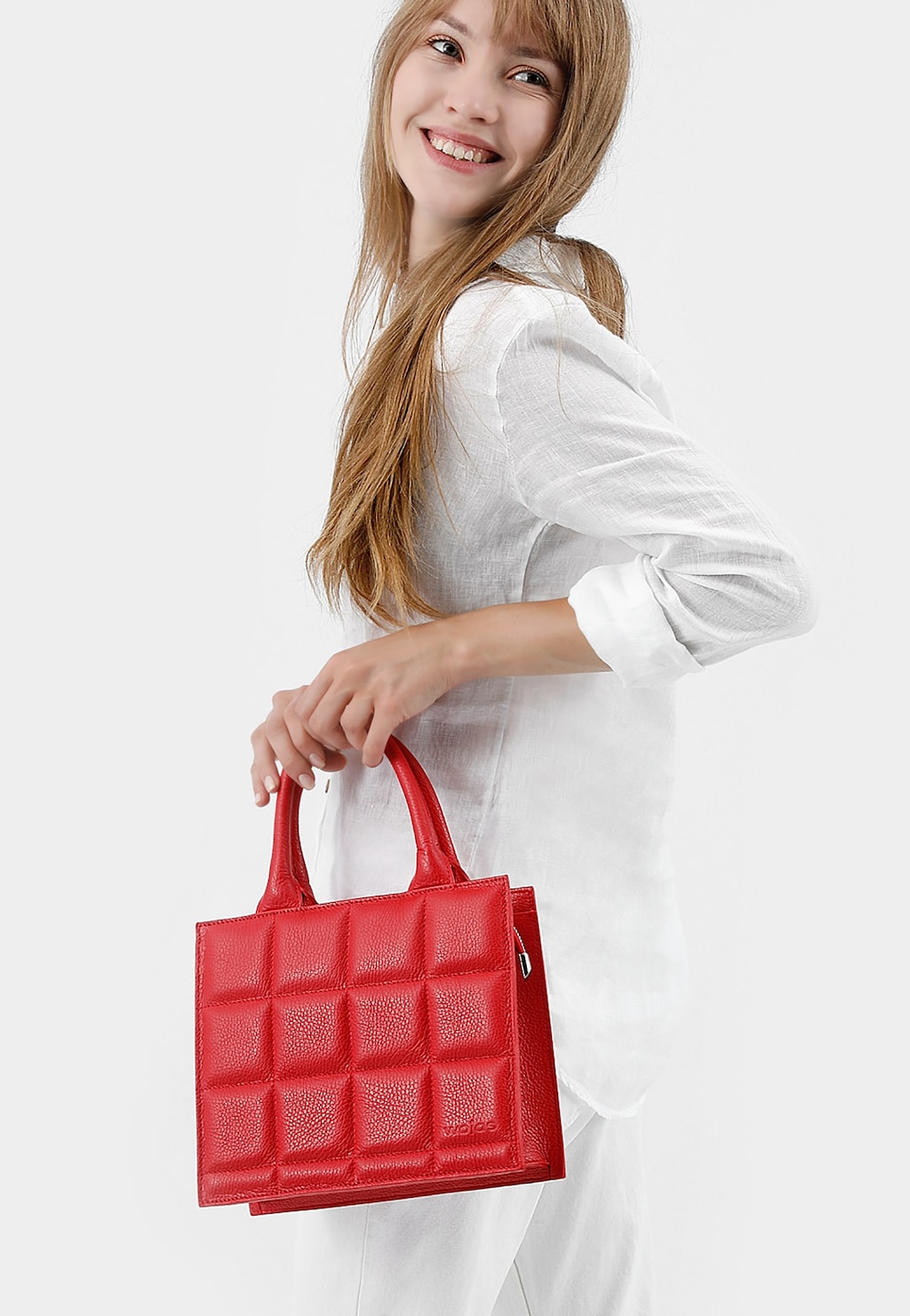 Czerwona torebka damska z ozdobnym przeszyciem 80164-55 Widok 1