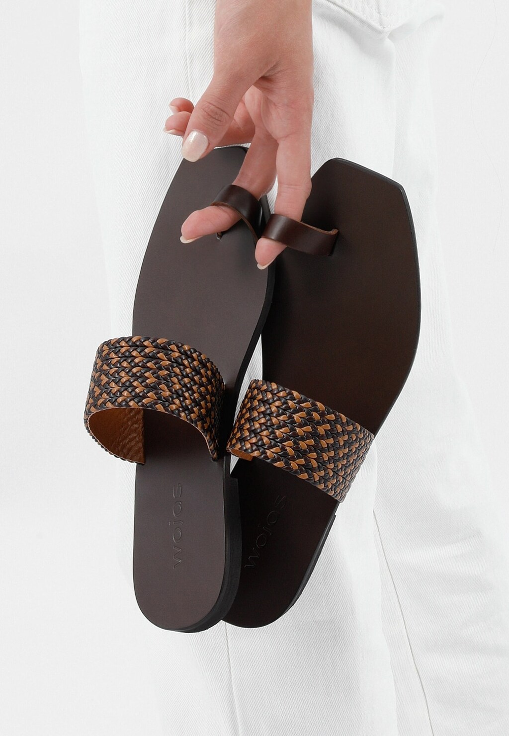 Dámské žabky se vzorovaným hnědo-oranžovým páskem 74039-52 Widok 7