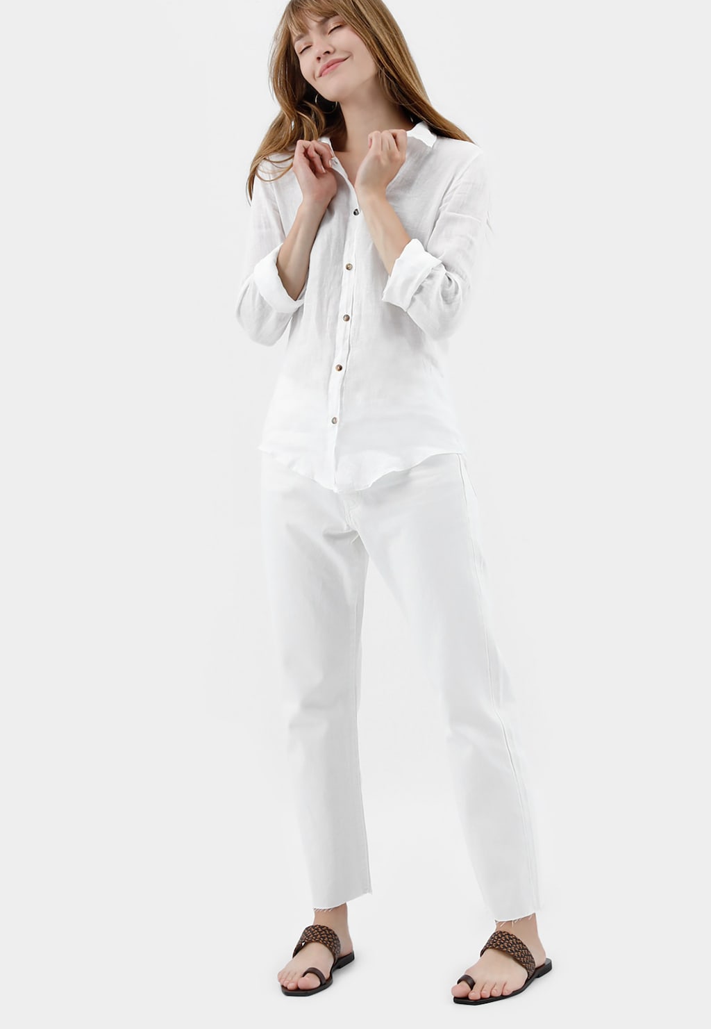 Dámské žabky se vzorovaným hnědo-oranžovým páskem 74039-52 Widok 1