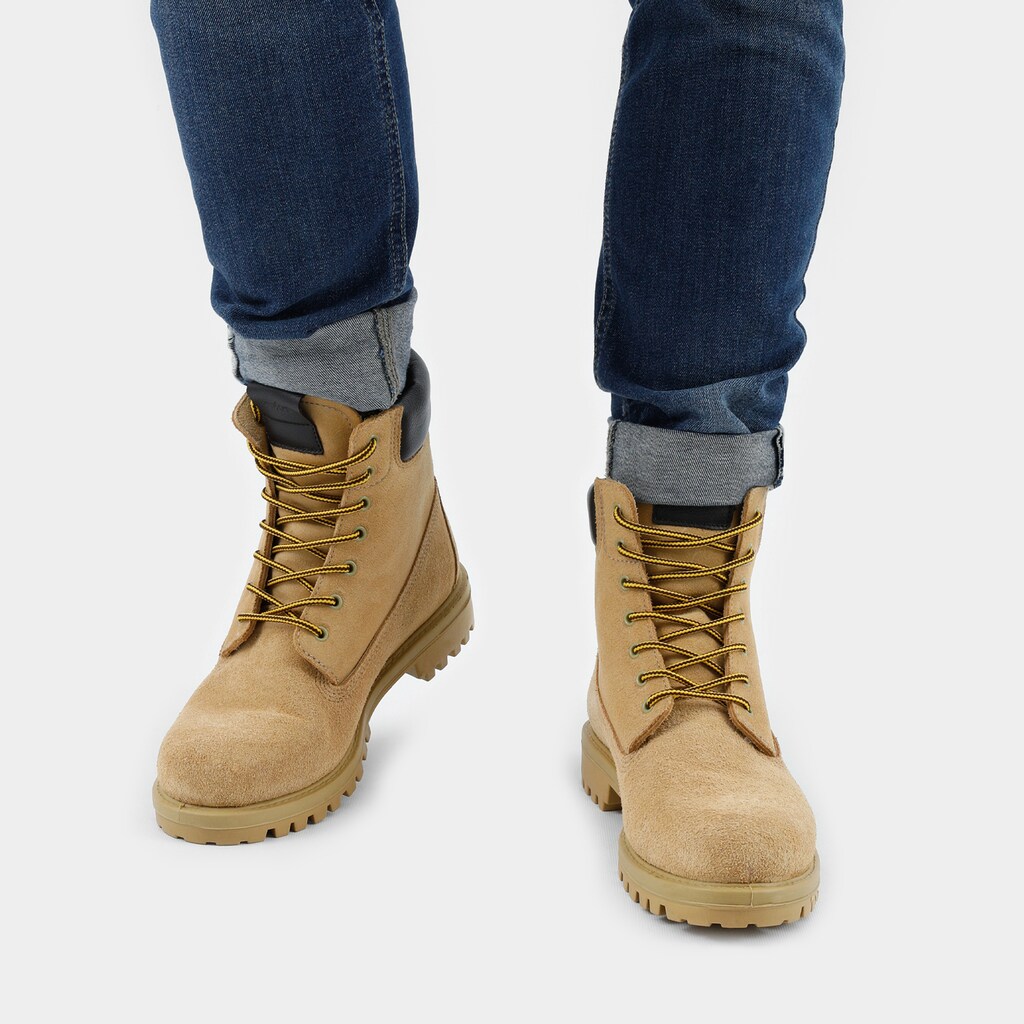 Żółte trzewiki męskie z brązową wstawką 5251-78 Widok 7