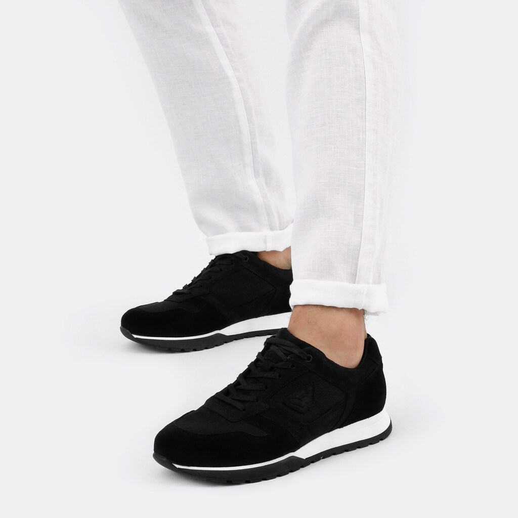 Czarne sneakersy męskie z łączonych materiałów 10095-81 Widok 7