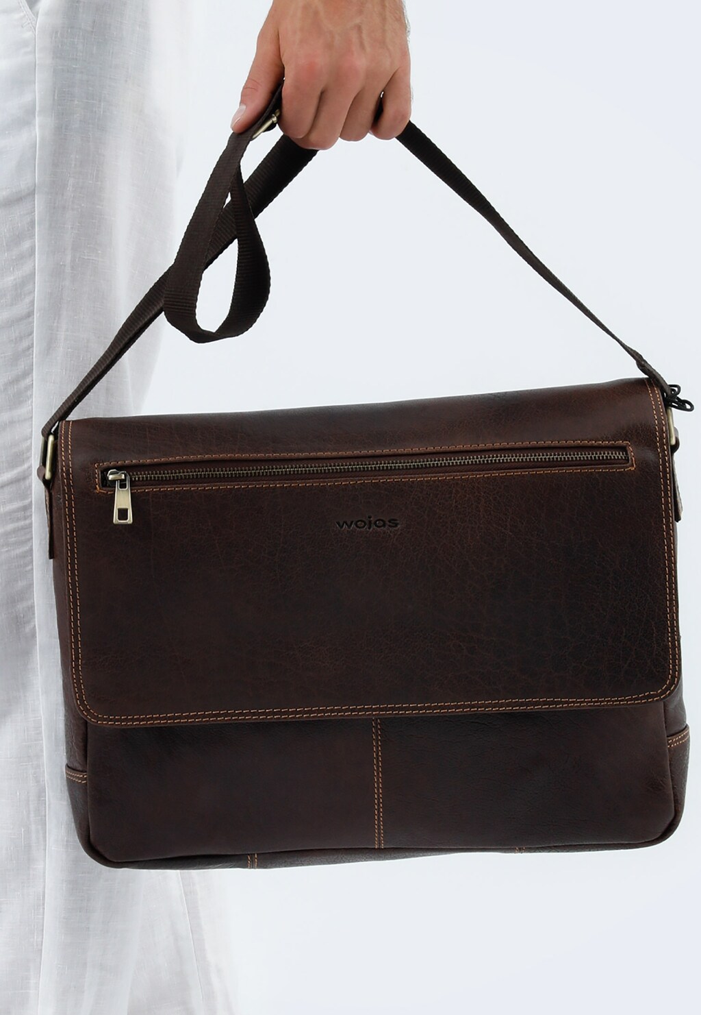 Luxusná hnedá pánska taška z lícovej kože 80140-52 Widok 1