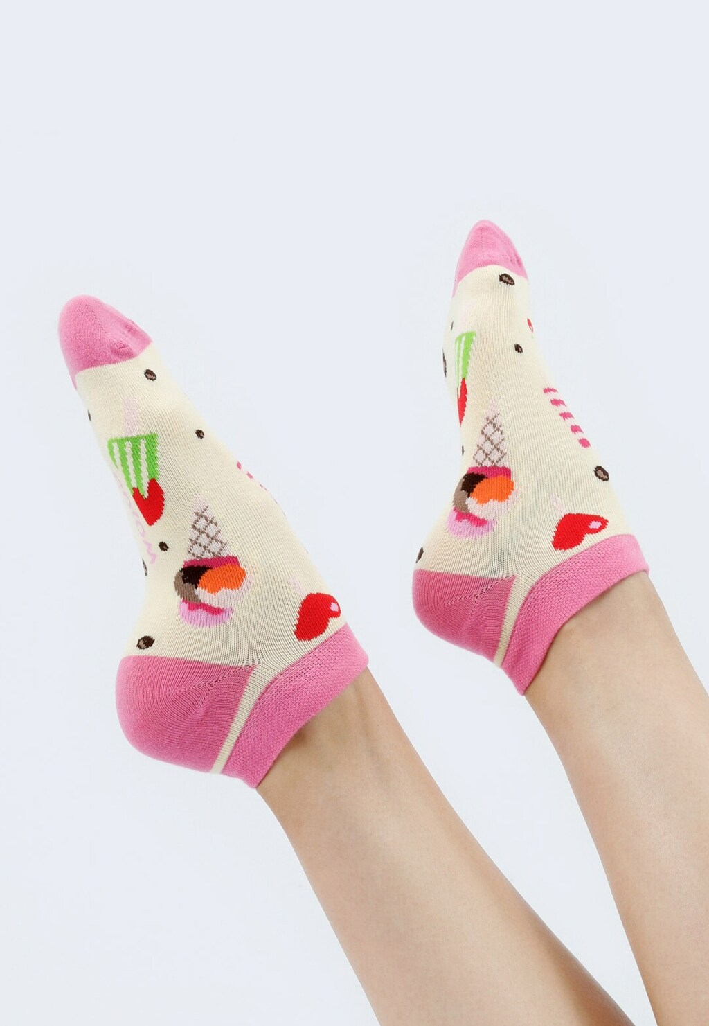 Różowe bawełniane stopki ze wzorem w lody rożki 97031-88 Widok 4