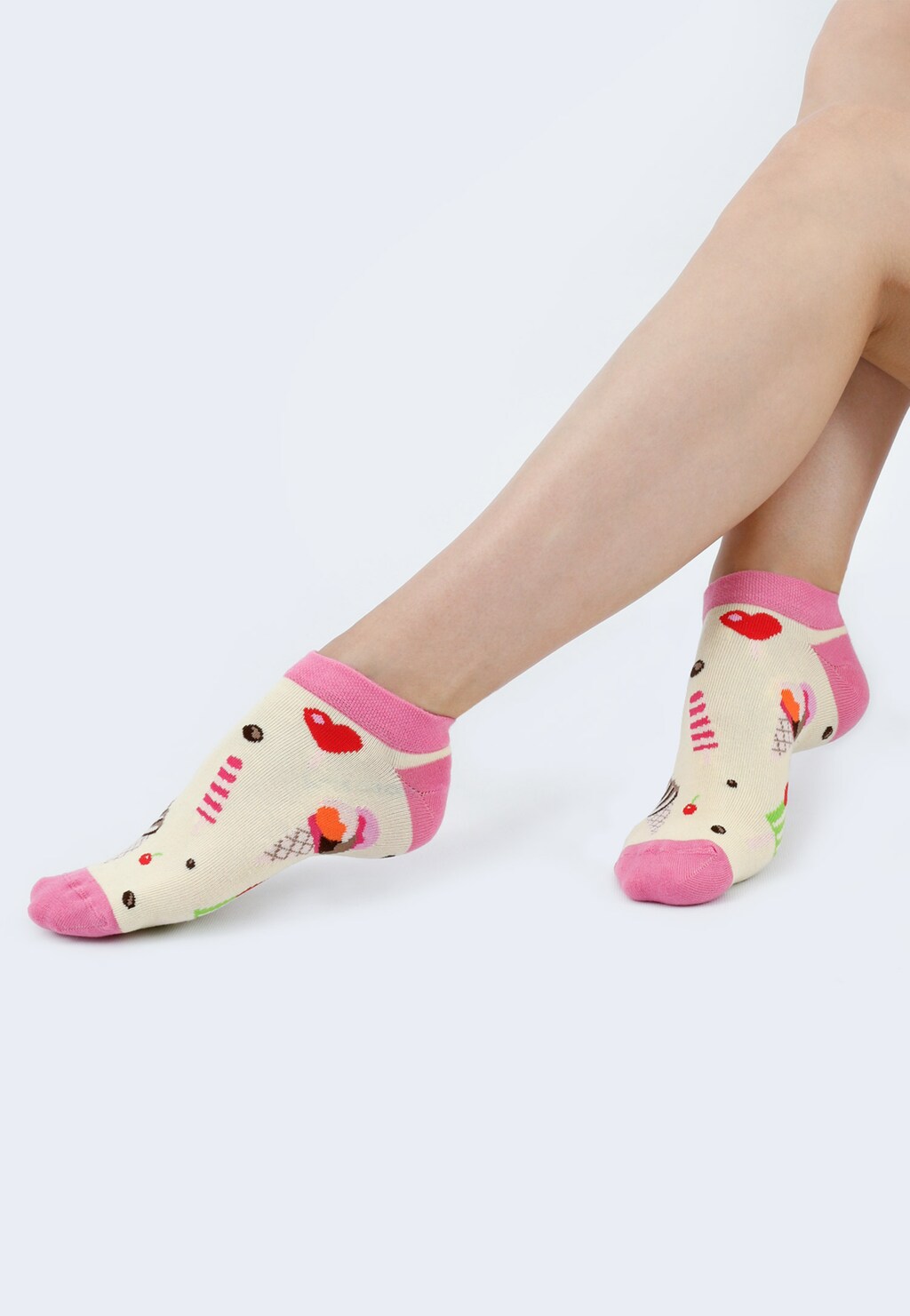 Różowe bawełniane stopki ze wzorem w lody rożki 97031-88 Widok 1