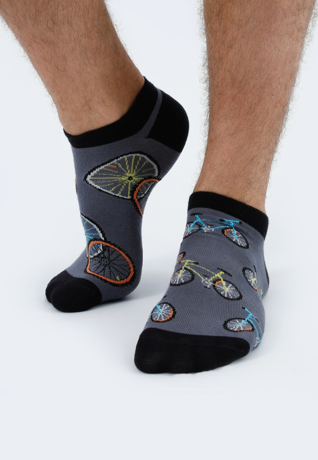 Šedé bavlnené ponožky s cyklistickým motívom 97025-80 Widok 7