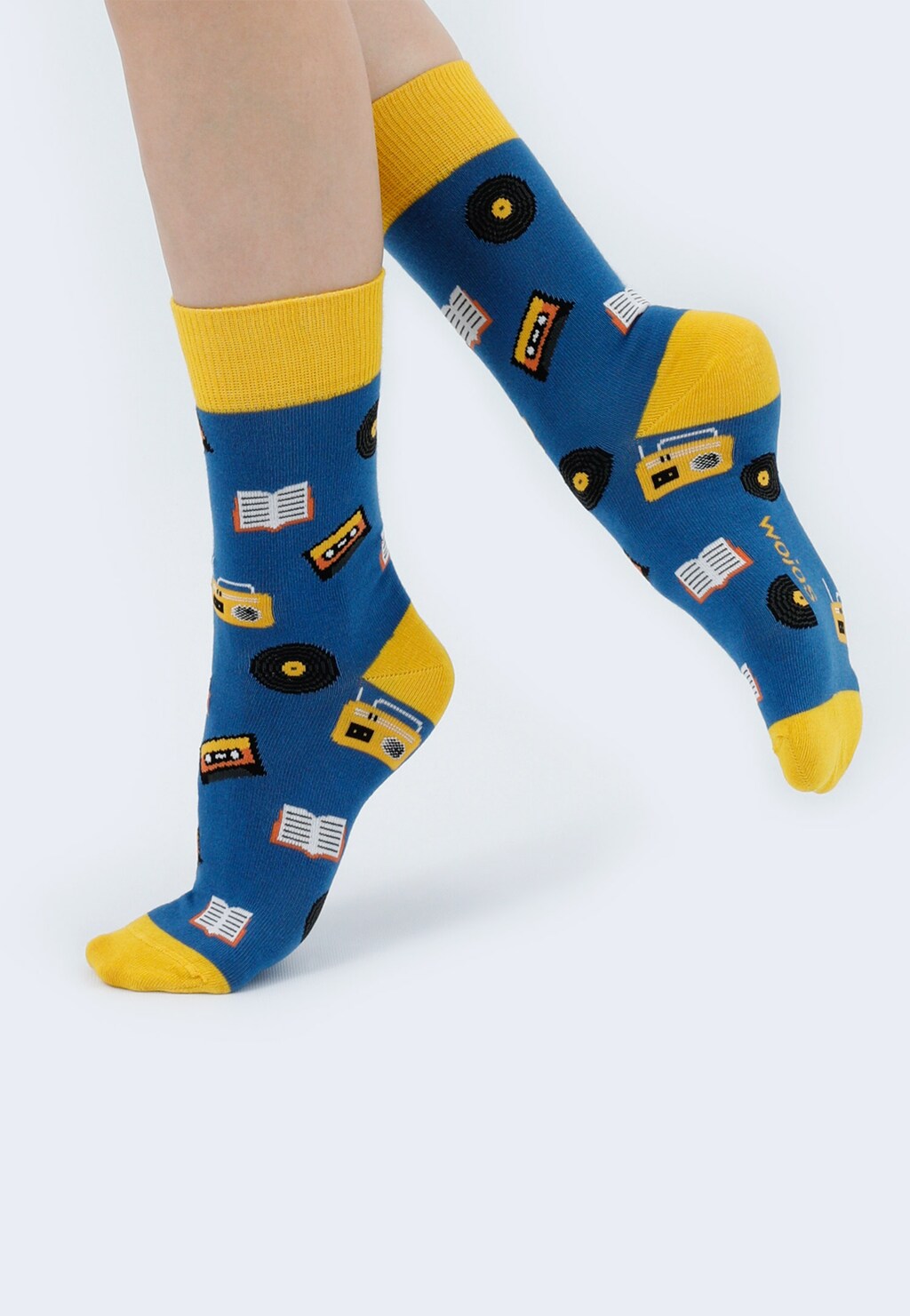 Vysoké unisex vzorované bavlnené ponožky modrej farby 97030-86 Widok 3