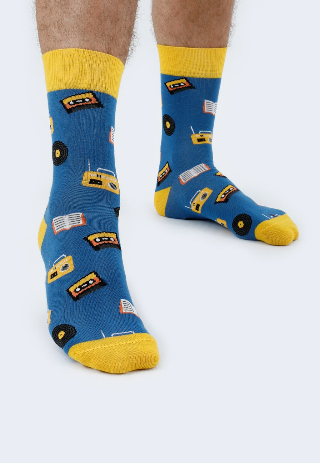 Vysoké unisex vzorované bavlnené ponožky modrej farby 97030-86 Widok 4