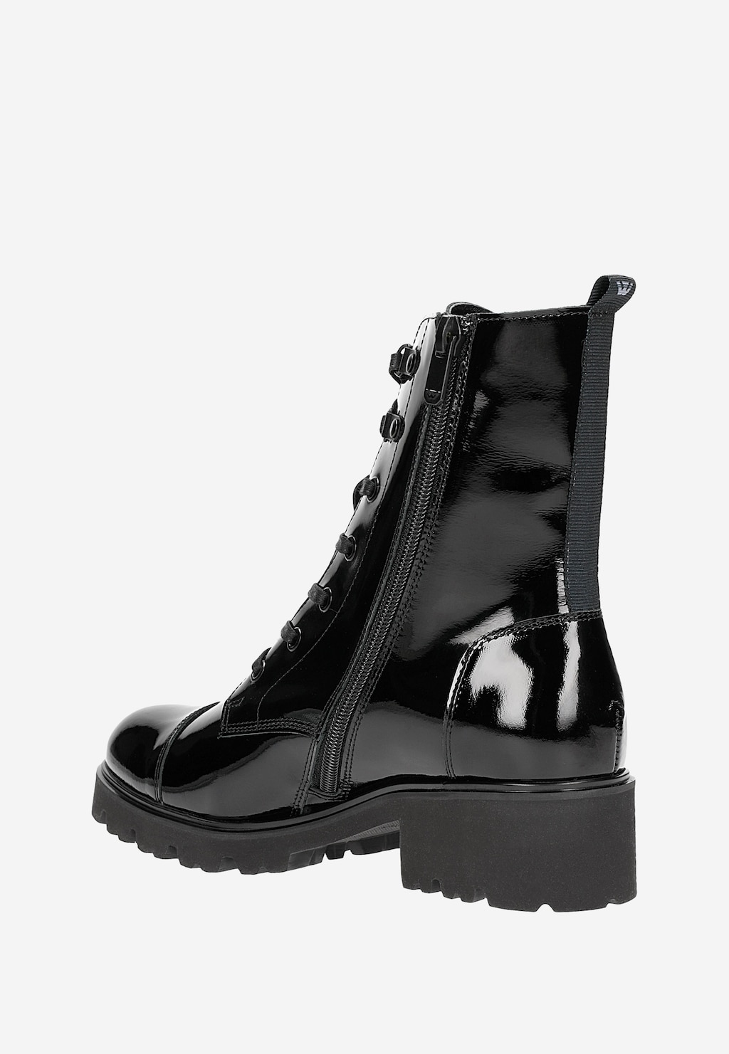 Czarne lakierowane trzewiki damskie typu biker boots 64039-31 Widok 4