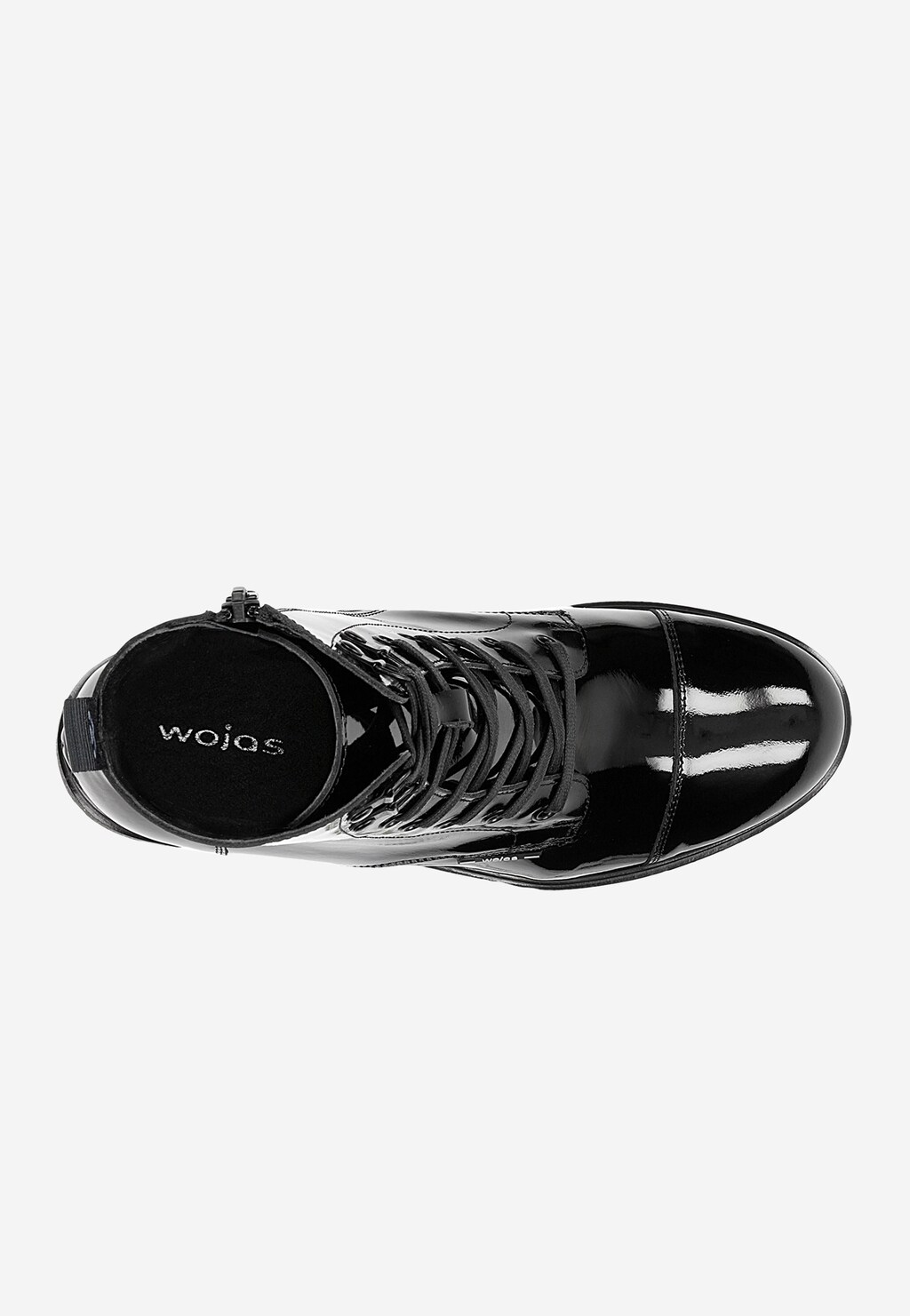 Czarne lakierowane trzewiki damskie typu biker boots 64039-31 Widok 5