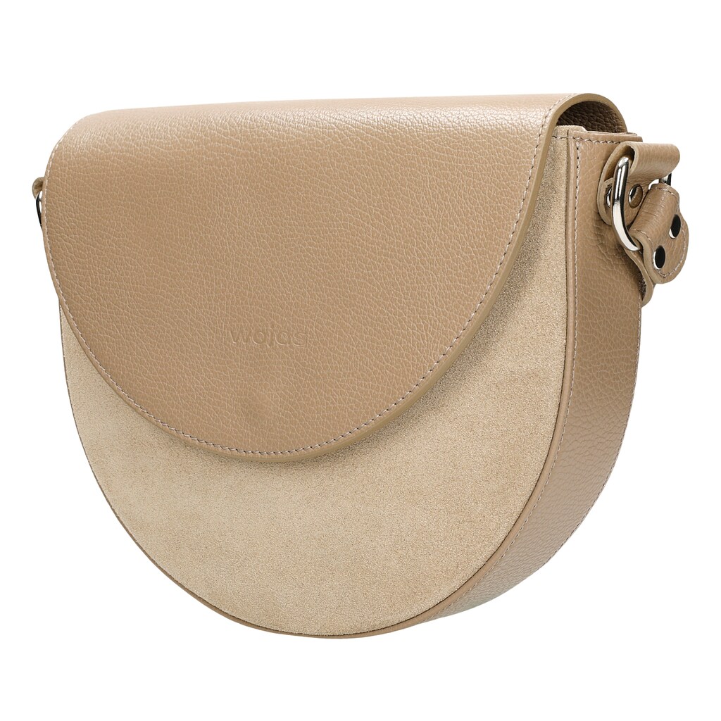 Mała beżowa torebka z połączenia skóry licowej i dwoiny welurowej 80230-74 Widok 2