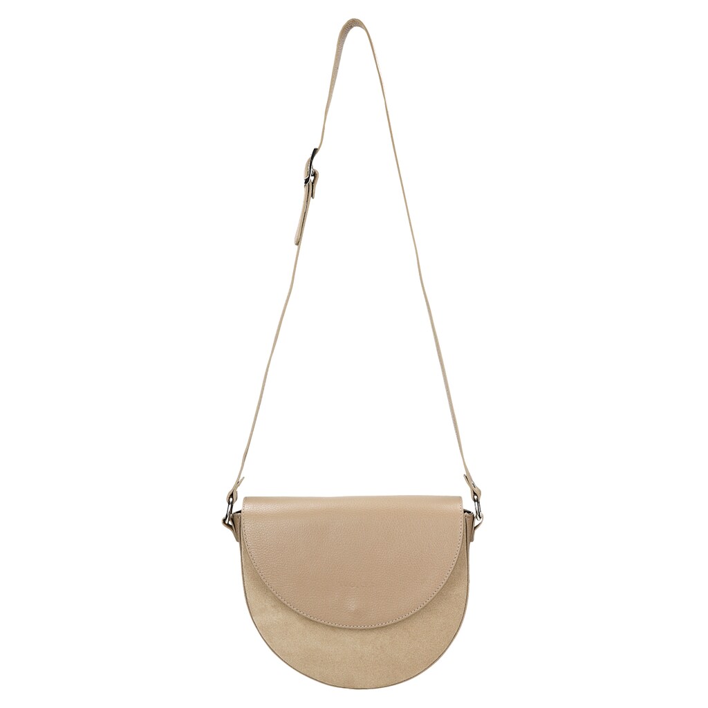 Mała beżowa torebka z połączenia skóry licowej i dwoiny welurowej 80230-74 Widok 4