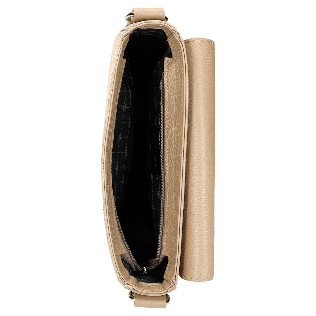 Mała beżowa torebka z połączenia skóry licowej i dwoiny welurowej 80230-74 Widok 5