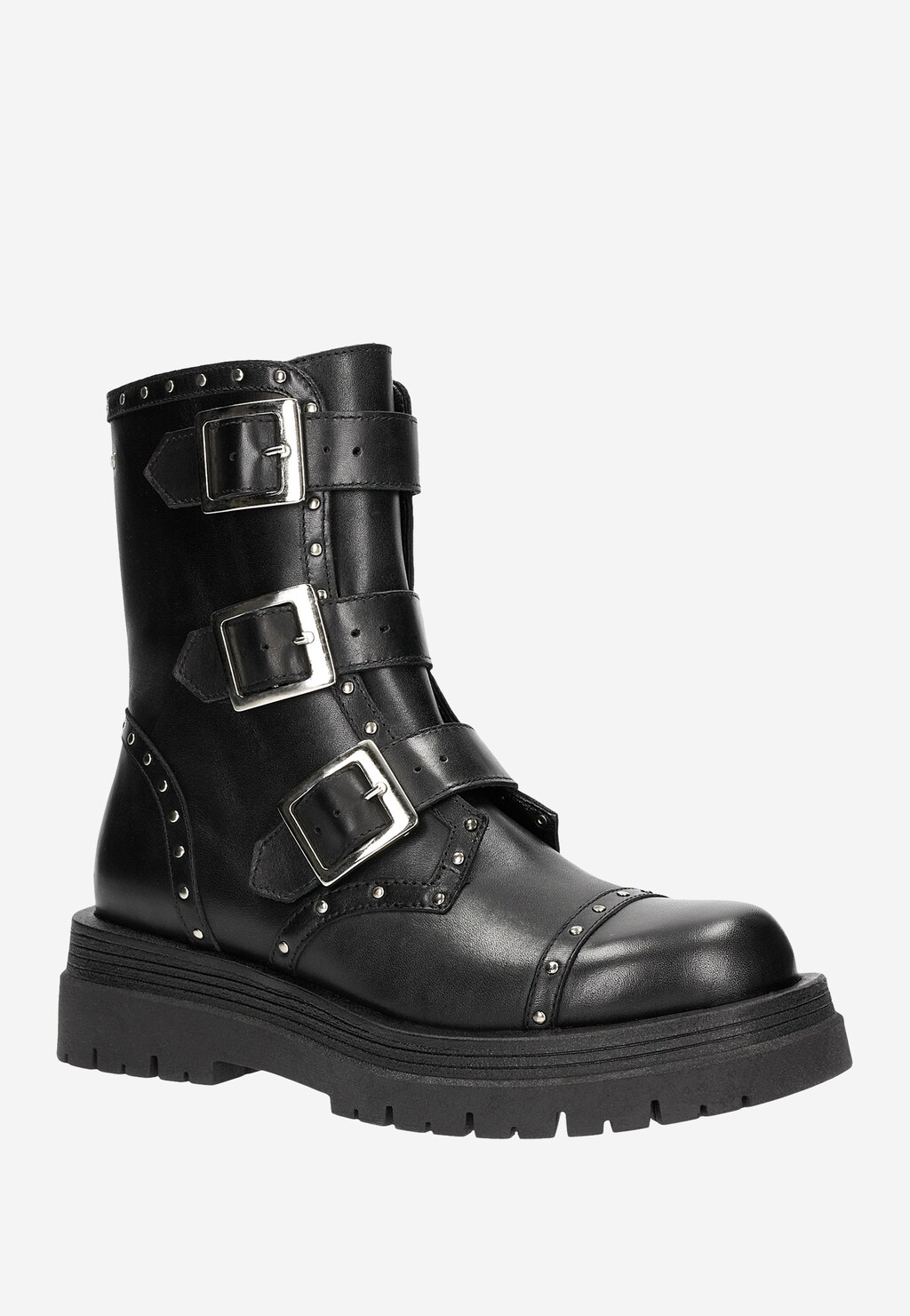 Členkové topánky z prírodnej kože s originálnym dizajnom 55128-51 Widok 2