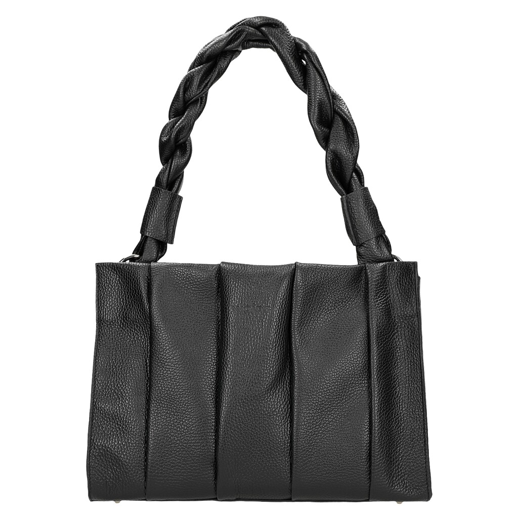 Duża czarna torebka damska z przeplatanymi rączkami 80229-51 Widok 1