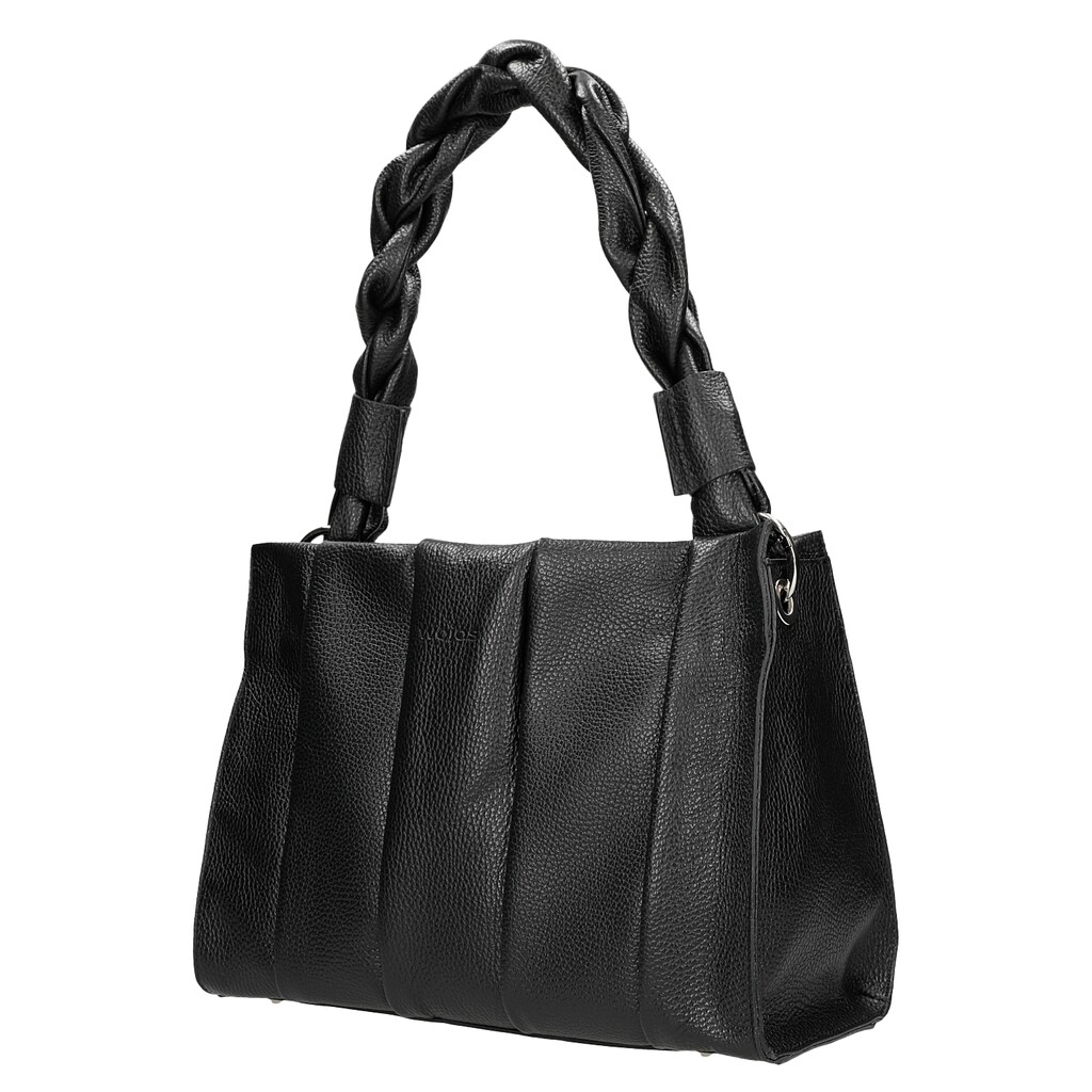 Duża czarna torebka damska z przeplatanymi rączkami 80229-51 Widok 2