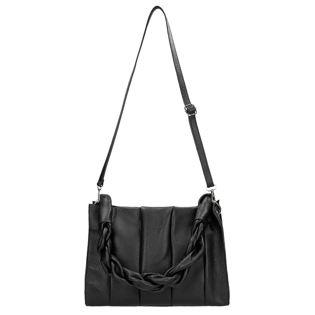 Duża czarna torebka damska z przeplatanymi rączkami 80229-51 Widok 4