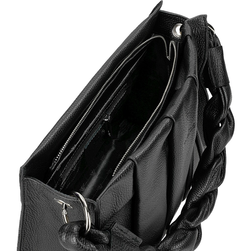 Duża czarna torebka damska z przeplatanymi rączkami 80229-51 Widok 5