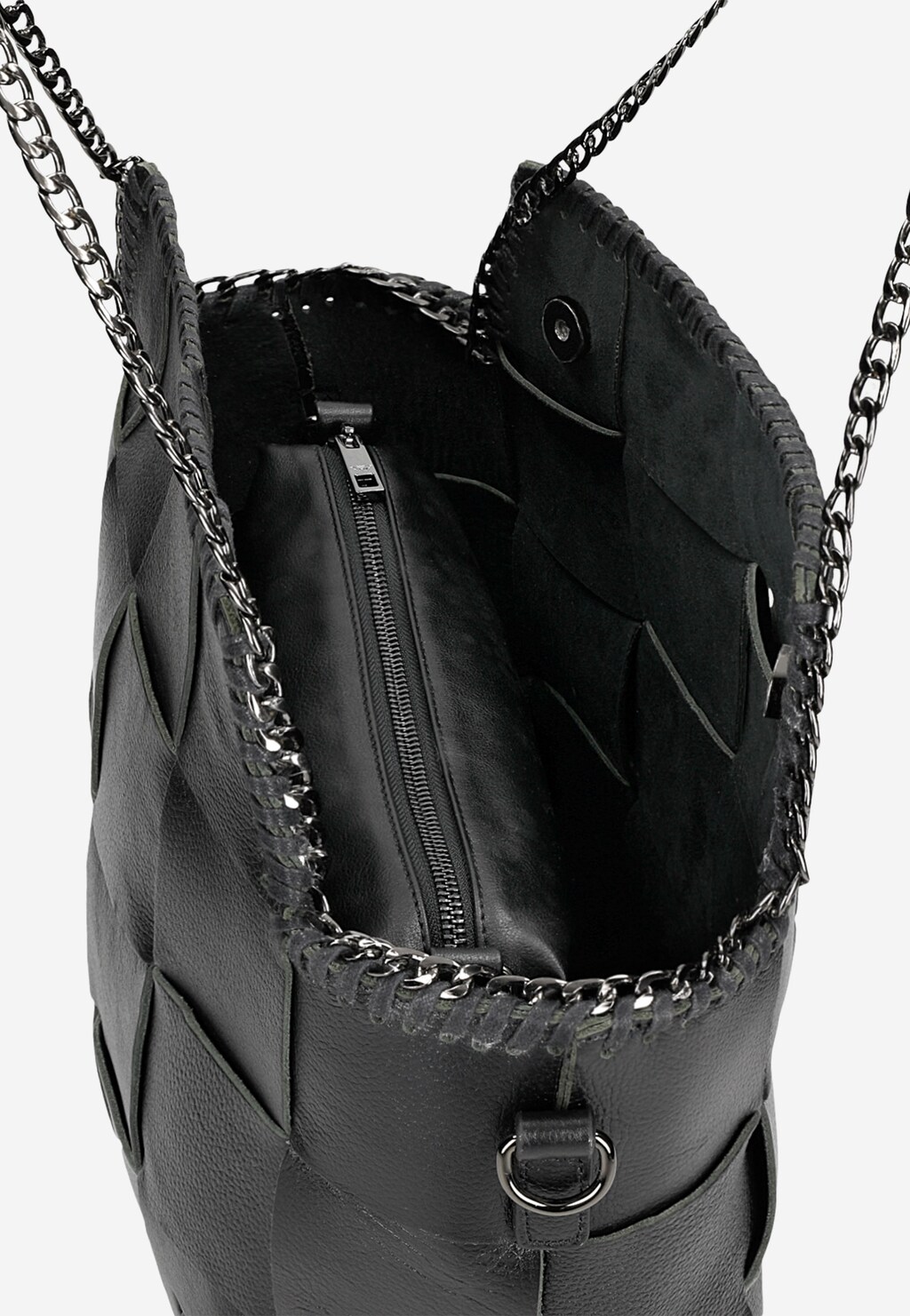 Velká černá dámská kabelka s kovovým řetízkem 80172-51 Widok 5