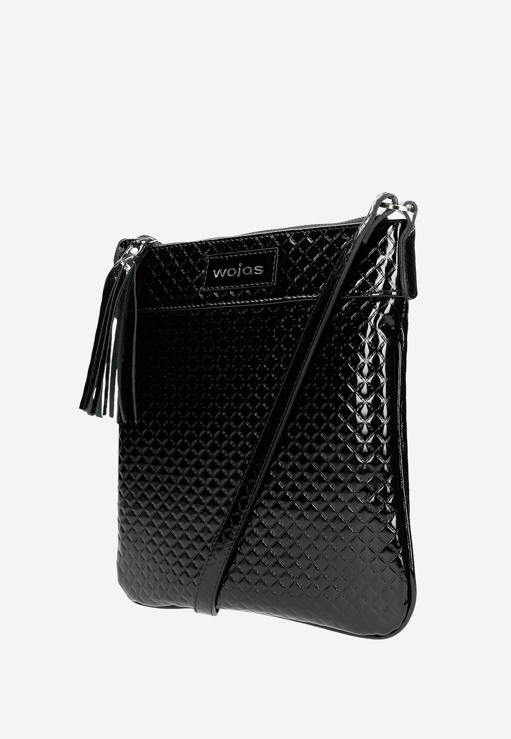 Czarna lakierowana torebka damska typu listonoszka 80202-31 Widok 2