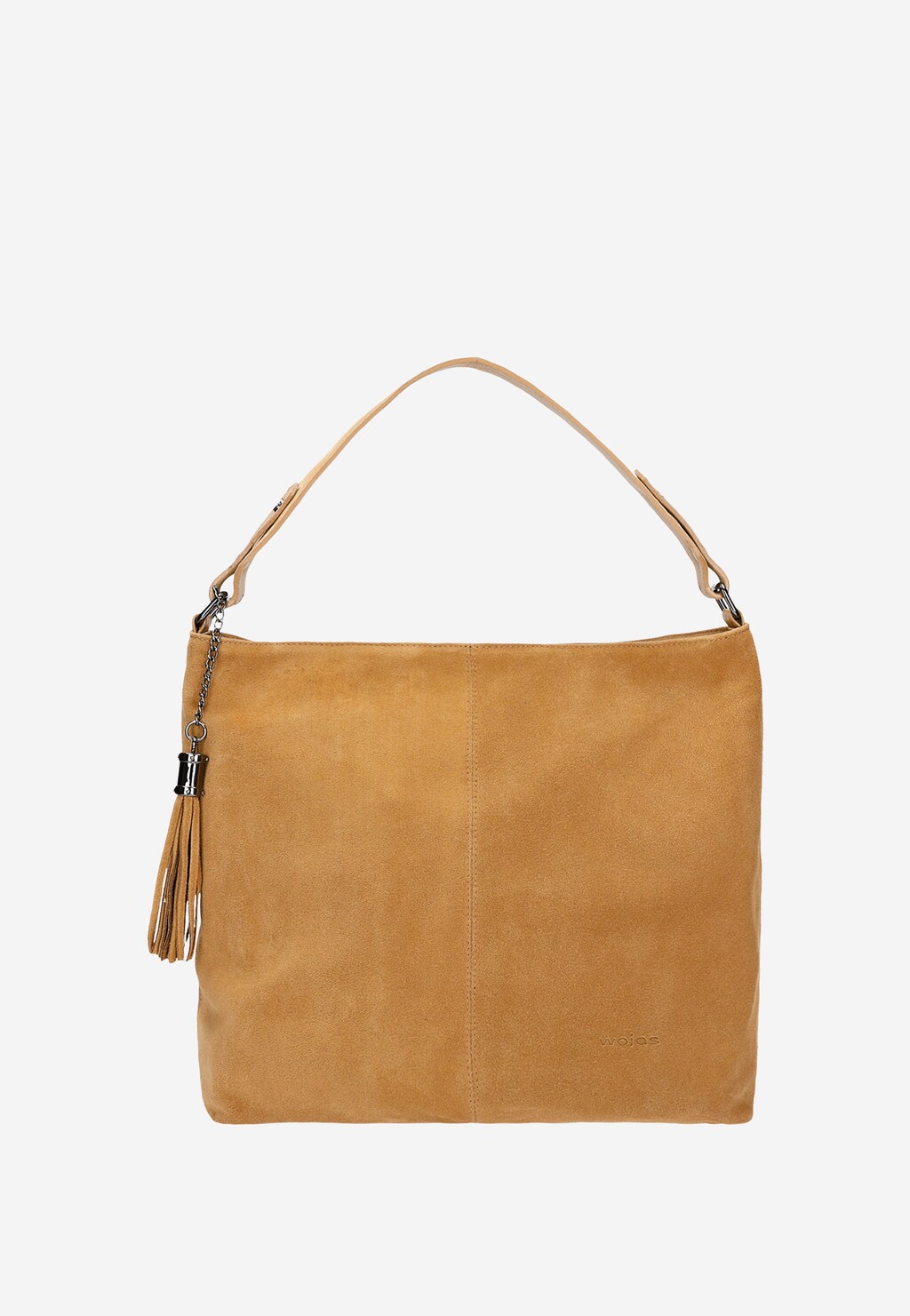 Jasnobrązowa torebka damska z połączenia dwoiny welurowej i skóry licowej 6890-83 Widok 1