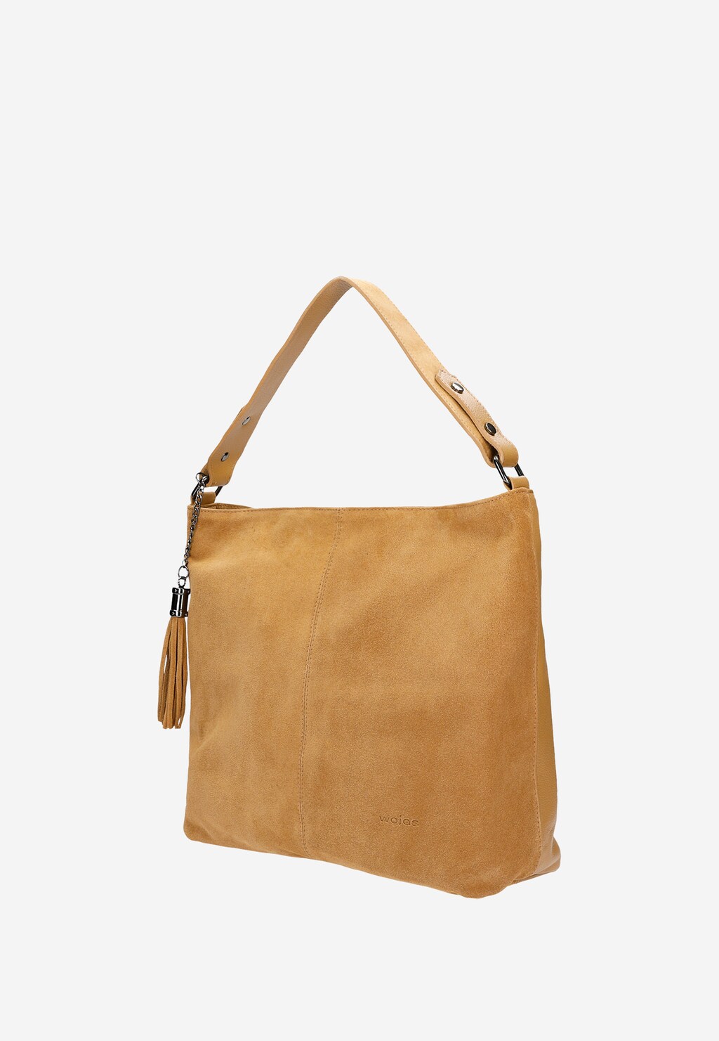 Jasnobrązowa torebka damska z połączenia dwoiny welurowej i skóry licowej 6890-83 Widok 2