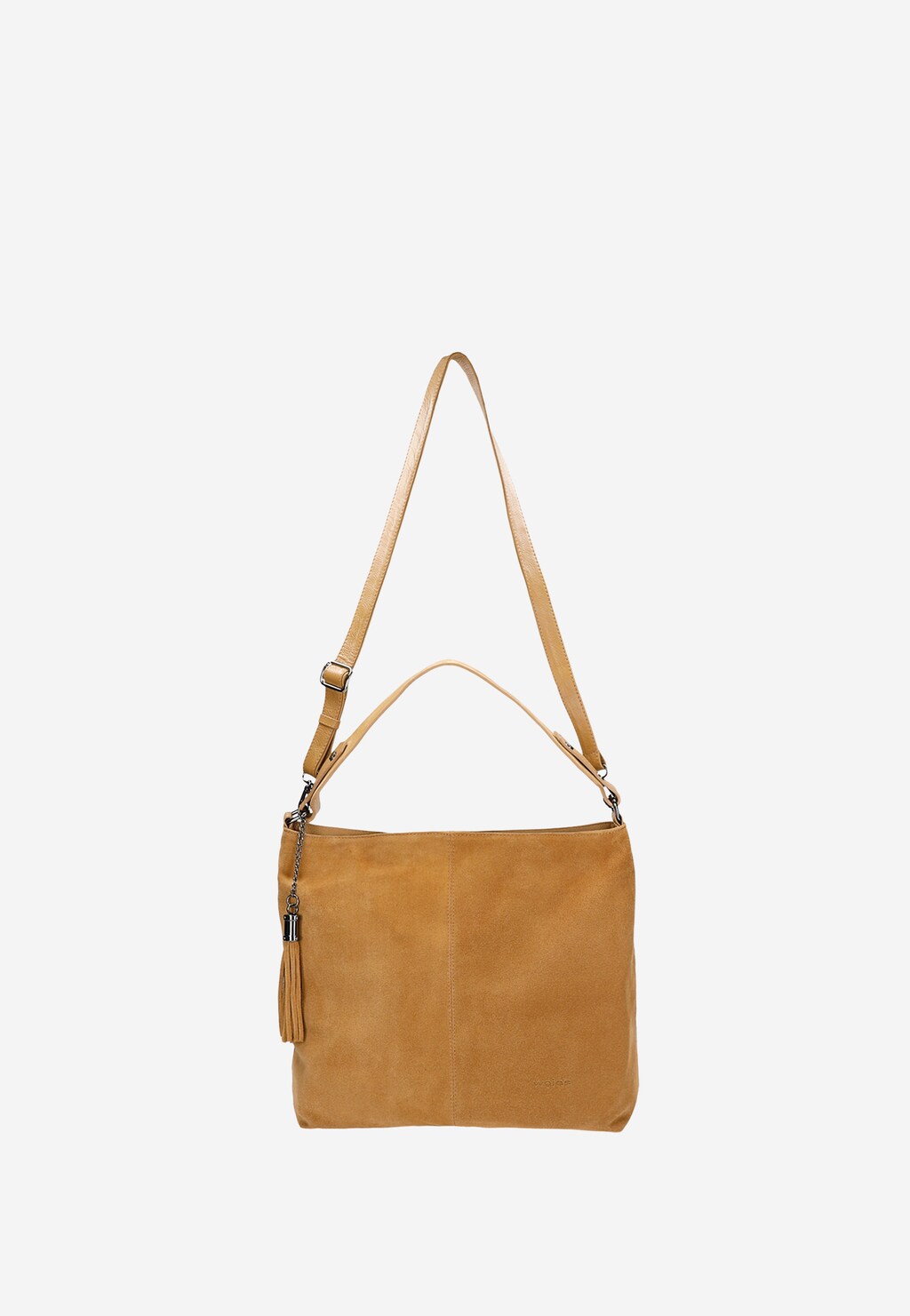 Jasnobrązowa torebka damska z połączenia dwoiny welurowej i skóry licowej 6890-83 Widok 4