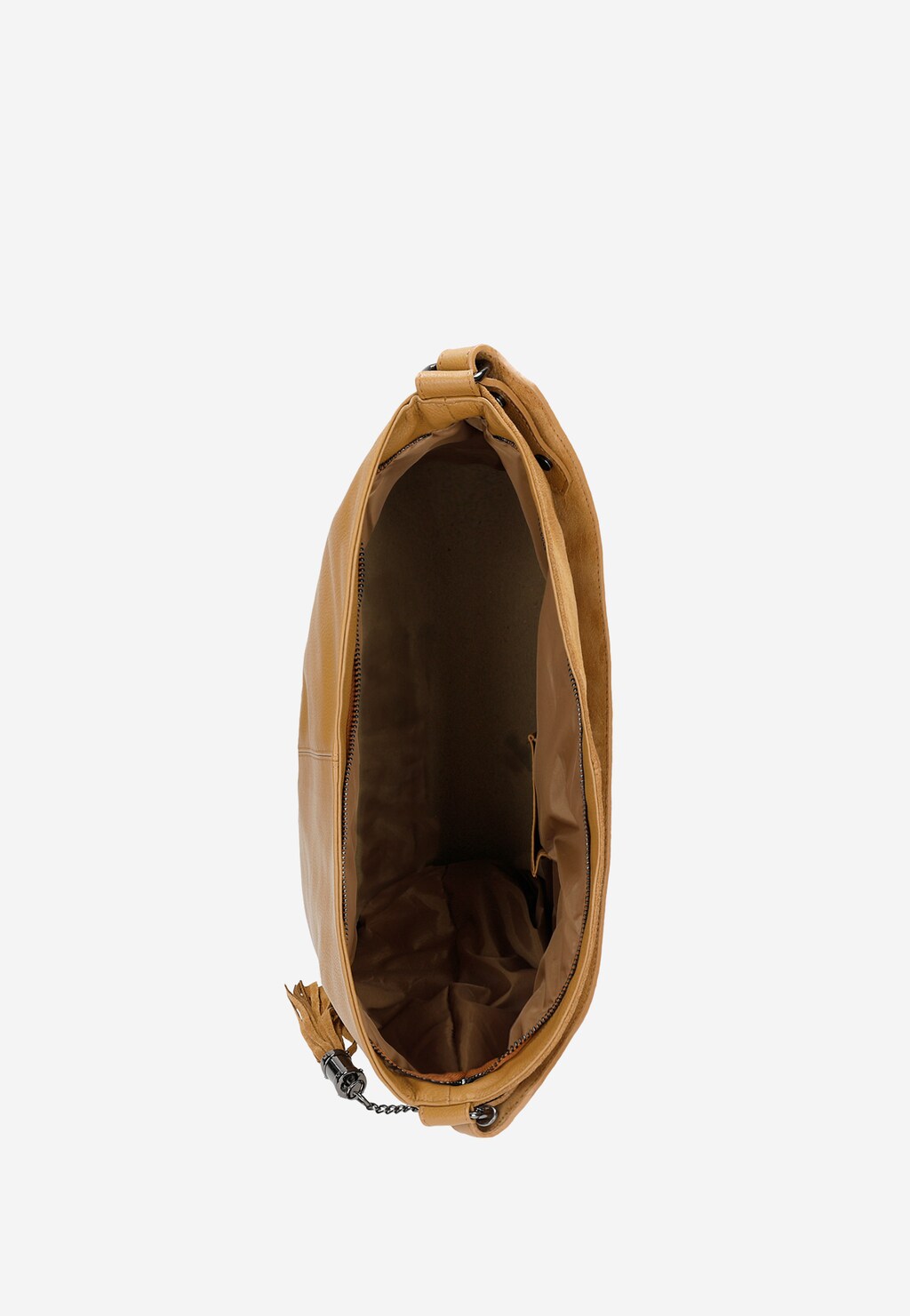 Jasnobrązowa torebka damska z połączenia dwoiny welurowej i skóry licowej 6890-83 Widok 5