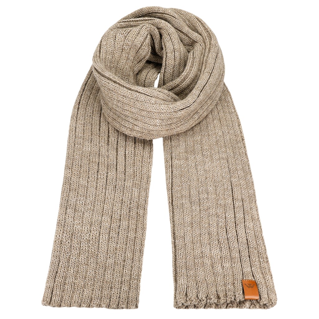 Jasnobrązowy szalik damski z domieszką wełny 96014-13 Widok 1