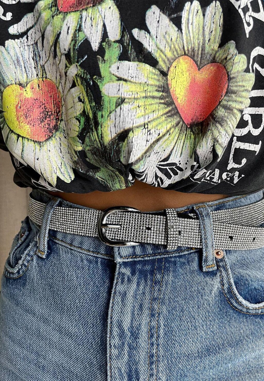 WJS czarny pasek damski wysadzany kryształkami WJS91023-51 Widok 1