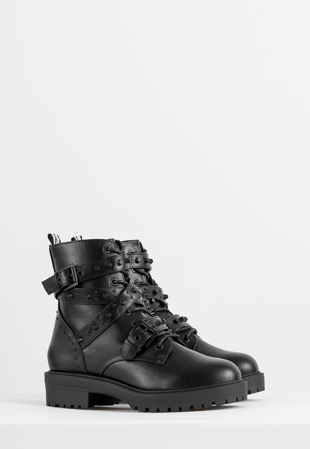 WJS czarne trzewiki damskie z ozdobnymi paskami WJS55013-51 Widok 2