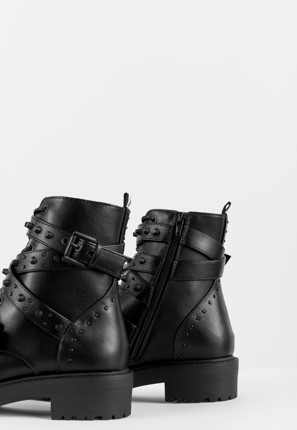 WJS czarne trzewiki damskie z ozdobnymi paskami WJS55013-51 Widok 4