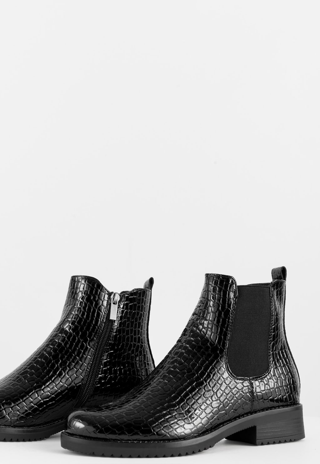 WJS czarne botki damskie z tłoczeniem WJS46042-31 Widok 4