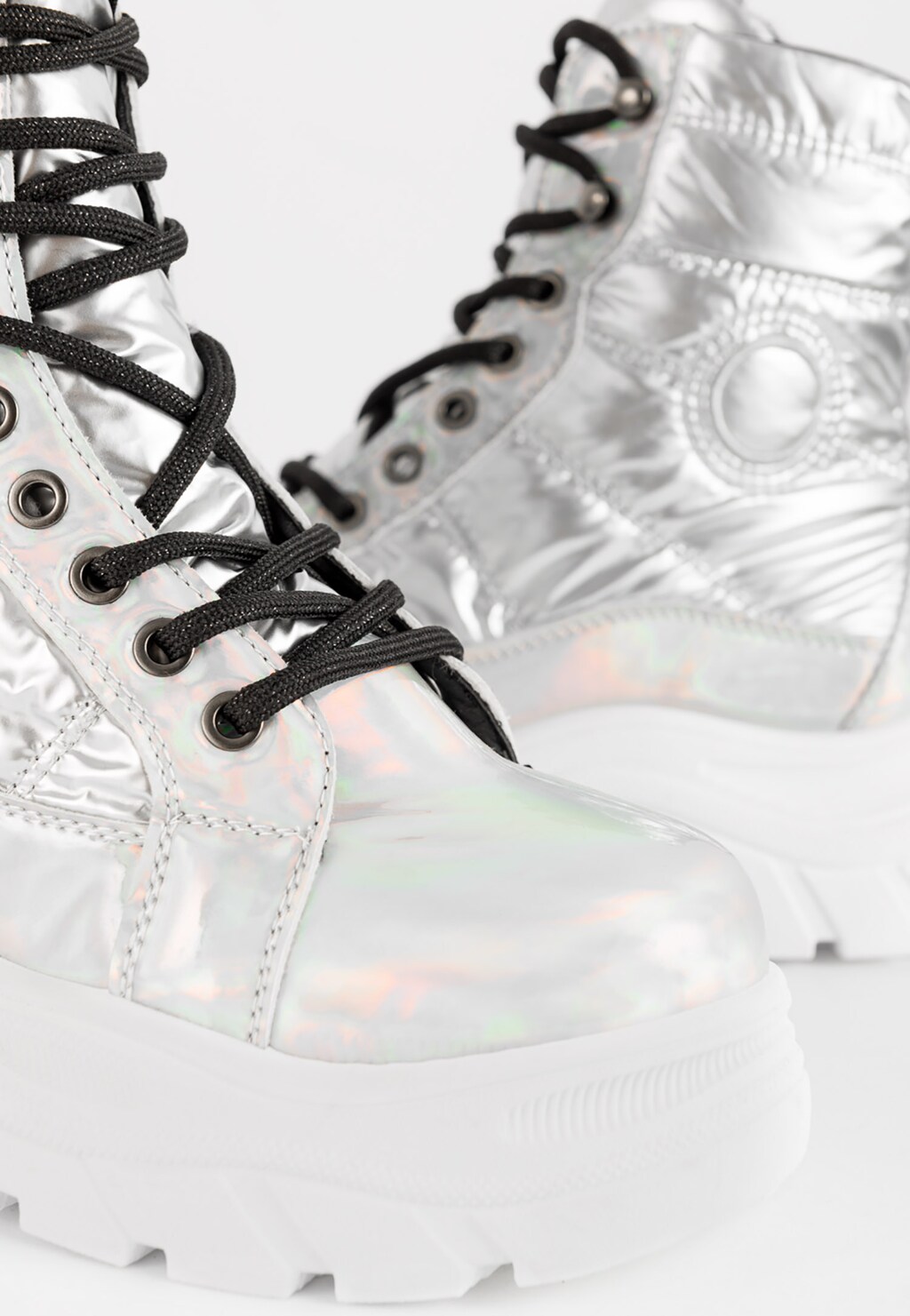 WJS srebrne Śniegowce damskie z białą podeszwą WJS44008-89 Widok 3