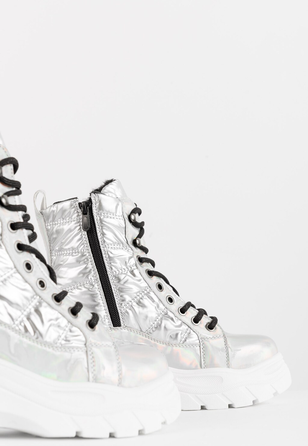 WJS srebrne Śniegowce damskie z białą podeszwą WJS44008-89 Widok 4