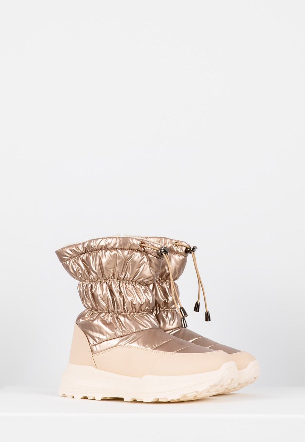 WJS złote Śniegowce damskie z błyszczącym materiałem WJS44007-88 Widok 2