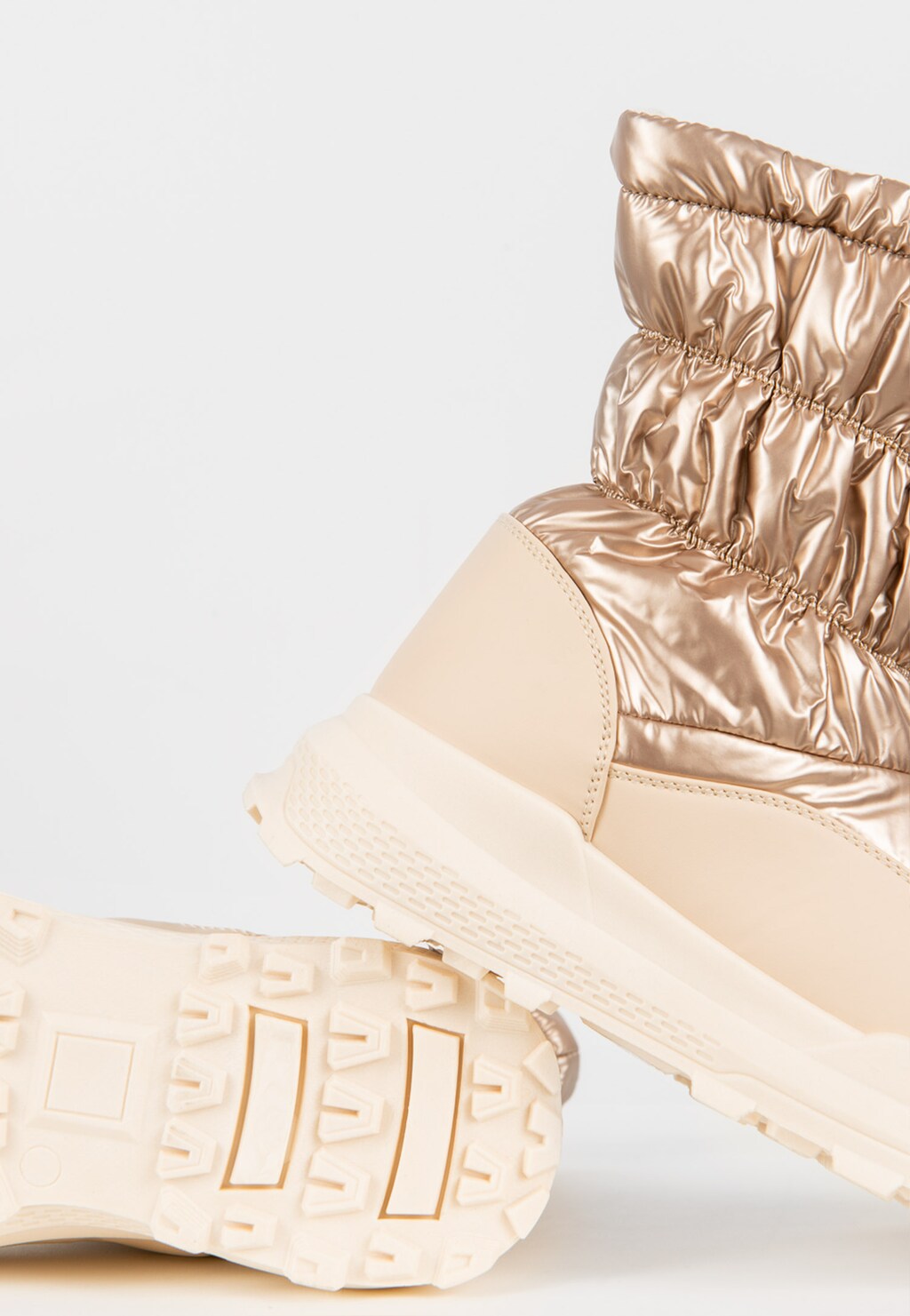 WJS złote Śniegowce damskie z błyszczącym materiałem WJS44007-88 Widok 4