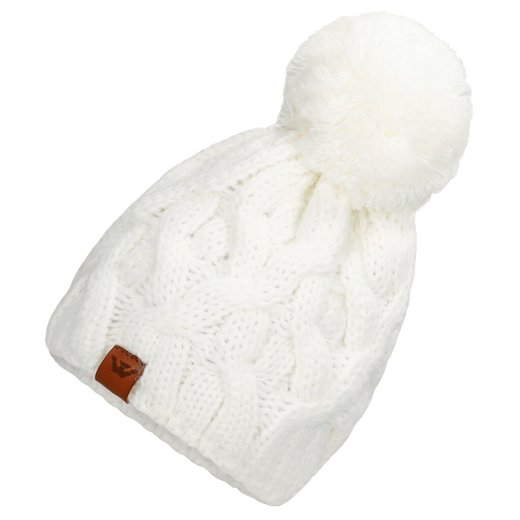 Biała zimowa czapka damska ze splotem 96015-19 Widok 2