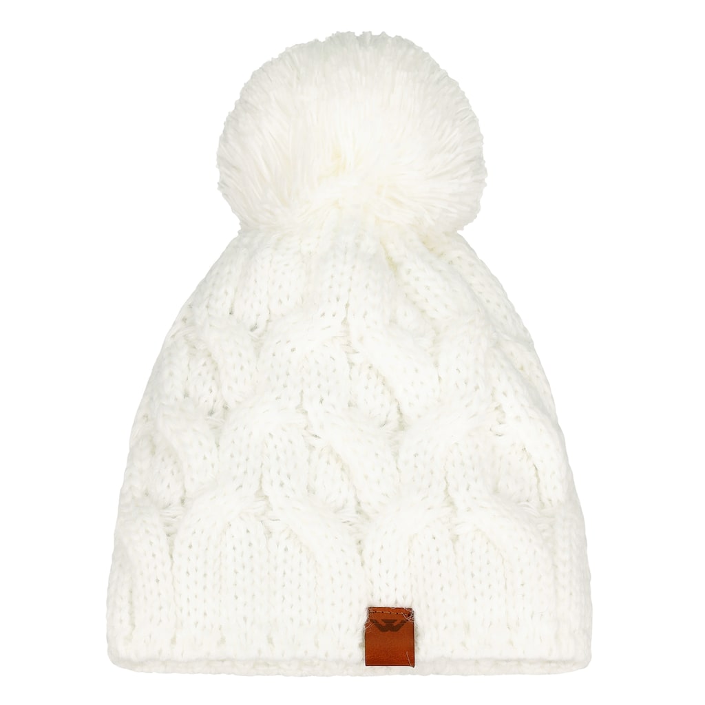 Biała zimowa czapka damska ze splotem 96015-19 Widok 3