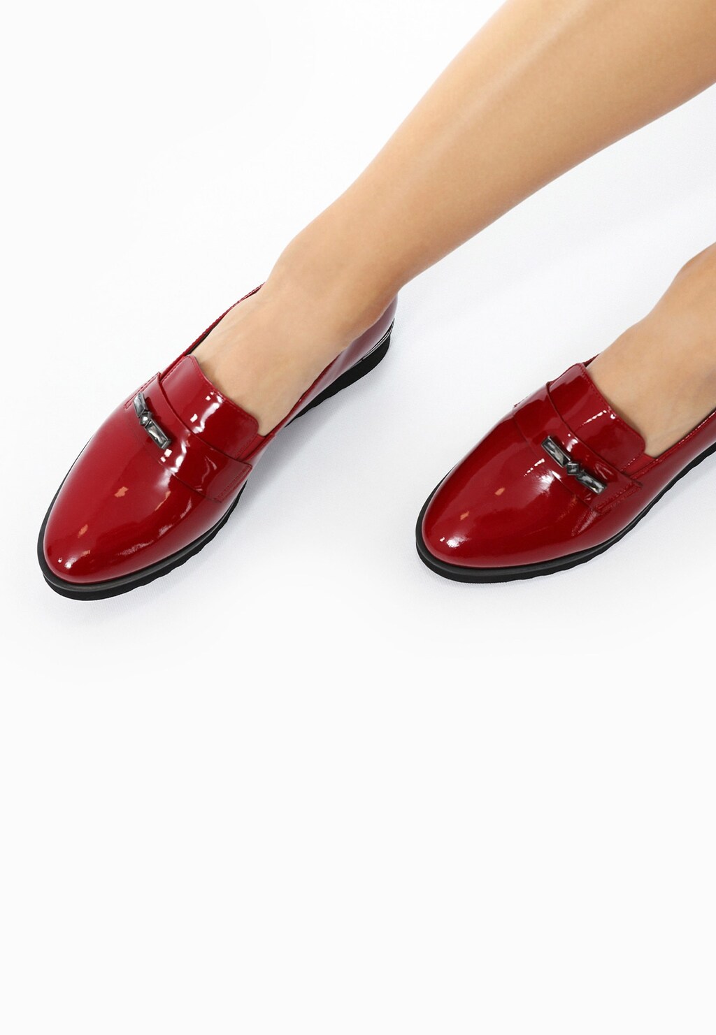 Czerwone lakierowane loafersy damskie  46103-35 Widok 9