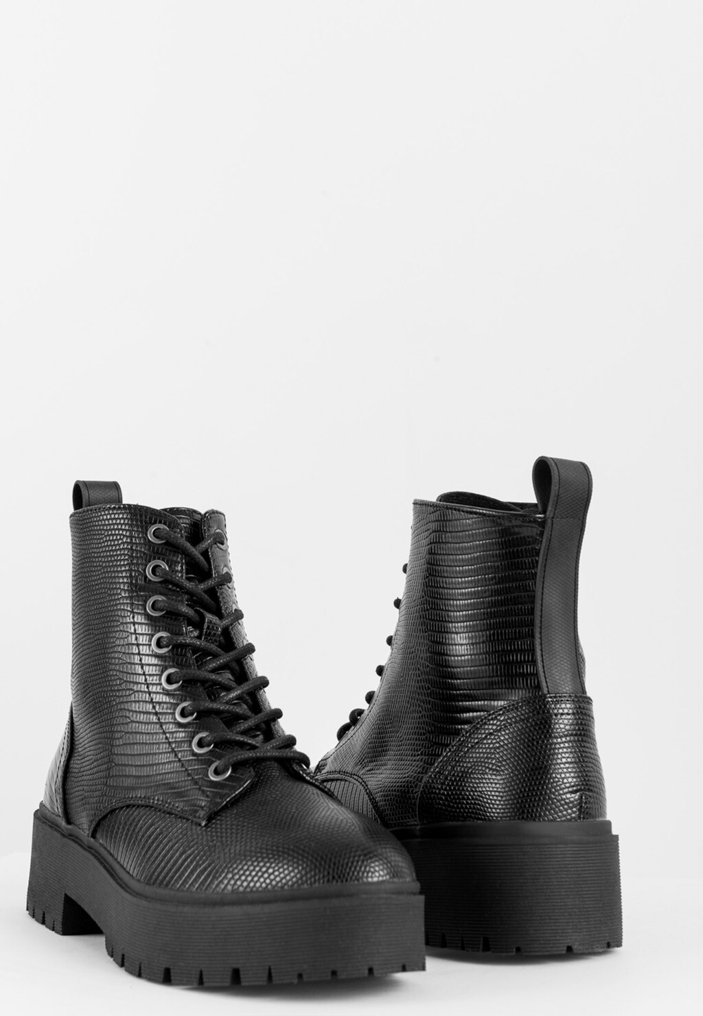 WJS czarne trzewiki damskie z ozdobnym tłoczeniem WJS55016-51 Widok 4