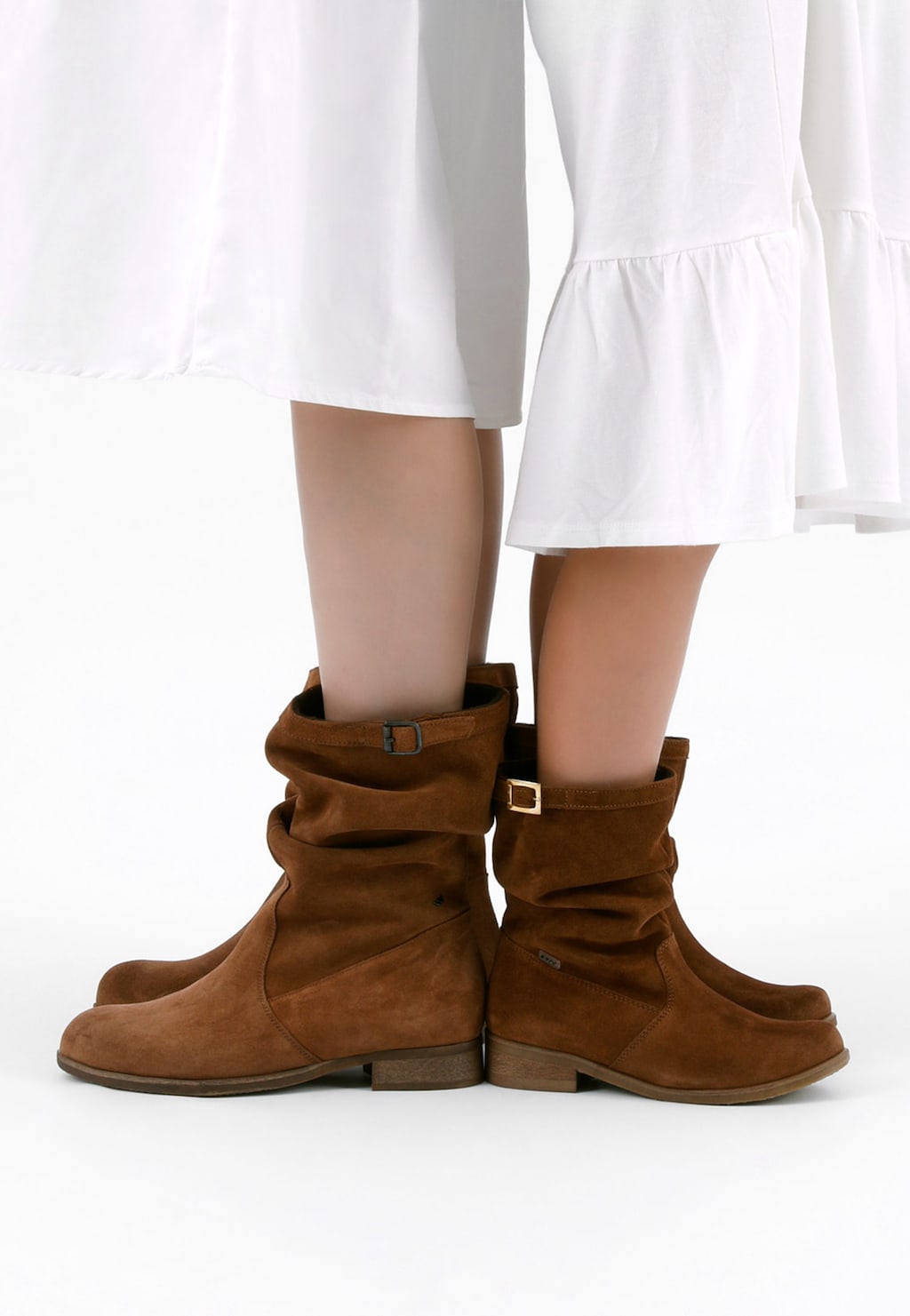 Ležérne kožené nízke čižmy z prírodnej velúrovej kože 55039-62 Widok 1