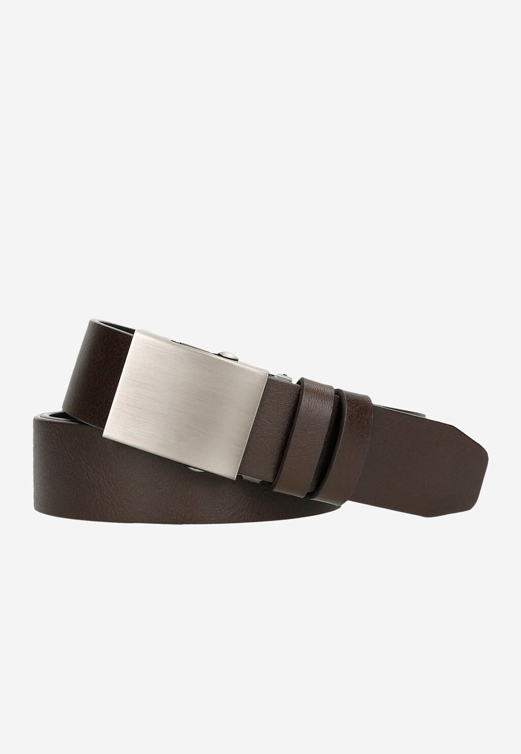 Pasek męski w kolorze ciemnego brązu ze srebrną klamrą 93063-52 Widok 1