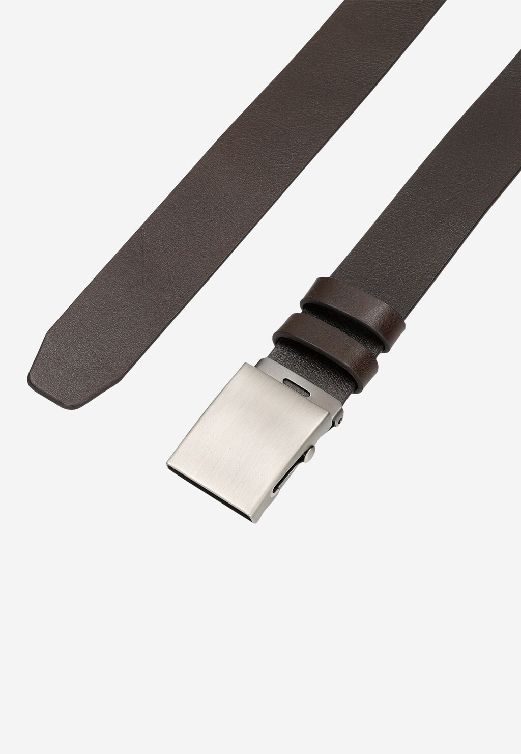 Pasek męski w kolorze ciemnego brązu ze srebrną klamrą 93063-52 Widok 4