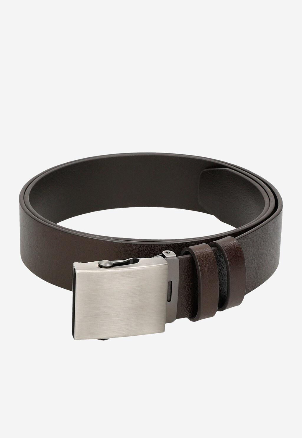 Pasek męski w kolorze ciemnego brązu ze srebrną klamrą 93063-52 Widok 5